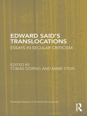 cover image of Edward Said's Translocations